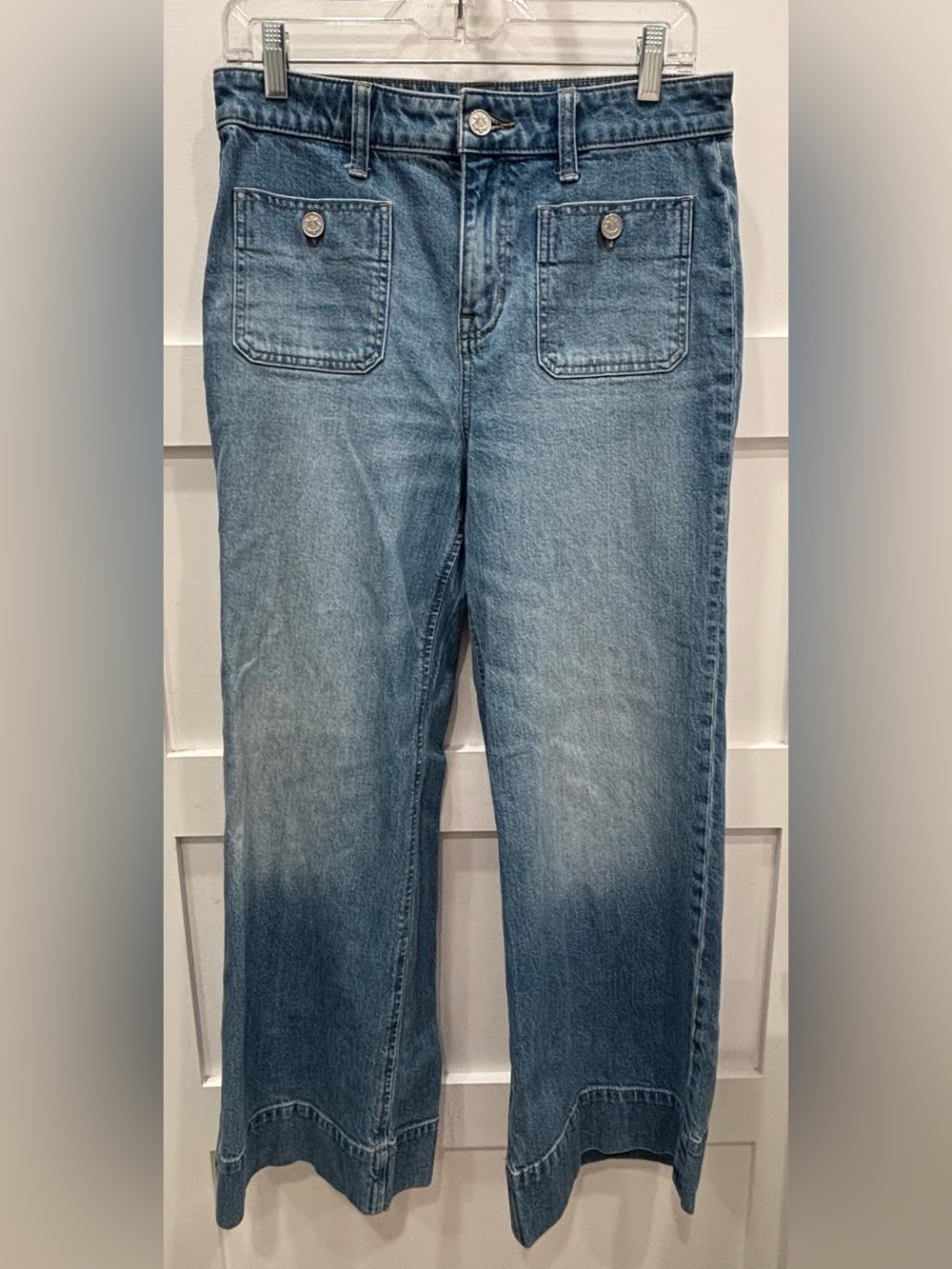 J. Crew Sailor 1996 Semi-StretchLight Blue Wide Leg Jeans w/ Front Pockets